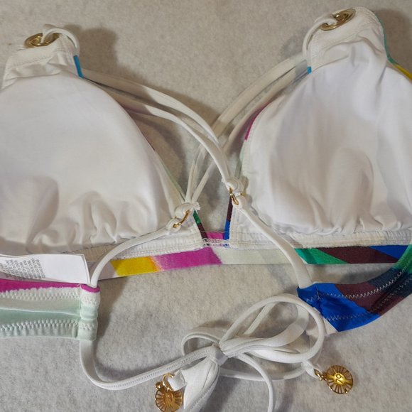 Sunshine79 Retro Rainbow Banded Halter Triangle Top Size 8 - Picture 9 of 9